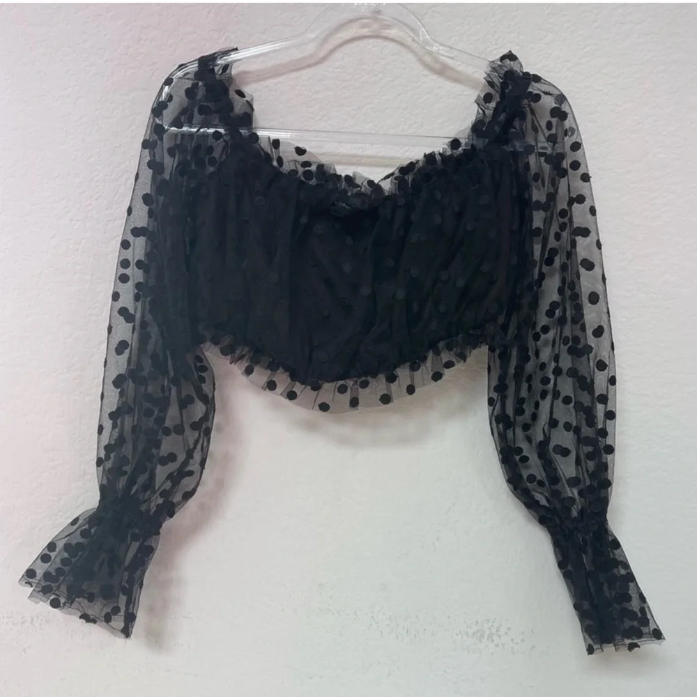 Majorelle Revolve Baby Bye Bye Top Black Dot Tulle Size Small